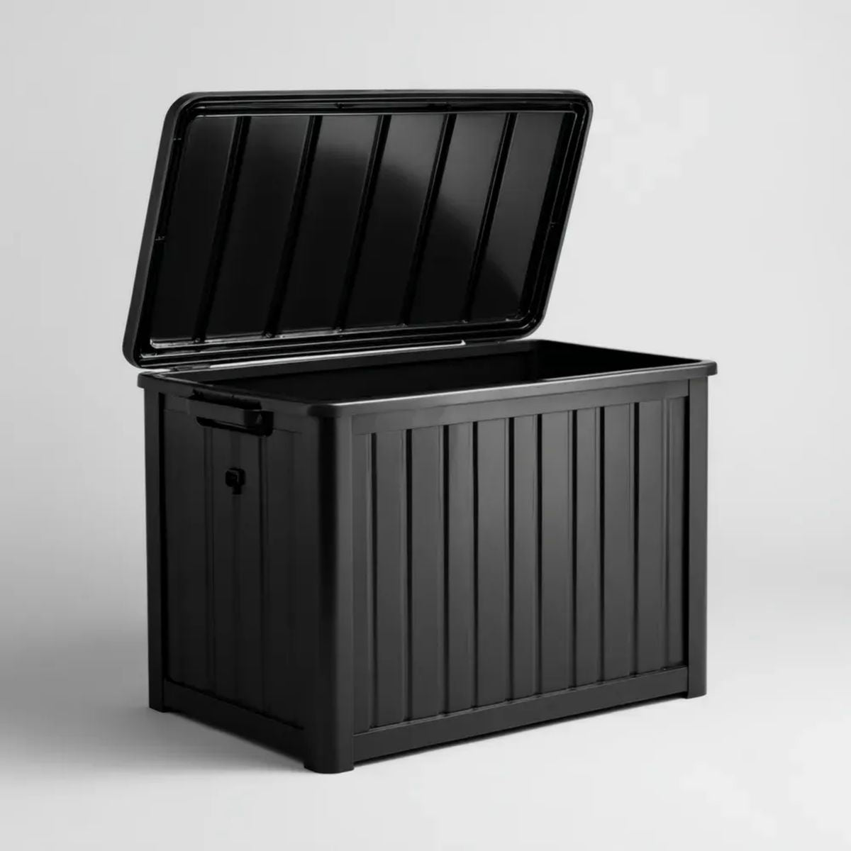Czarna skrzynia ogrodowa z polipropylenu 320 l, 120 × 52 × 60 cm