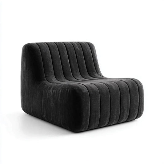 Fotel wypoczynkowy czarny z tapicerką z poliestru sztruksowego, 80 x 80 x 75 cm, zaokrąglona forma