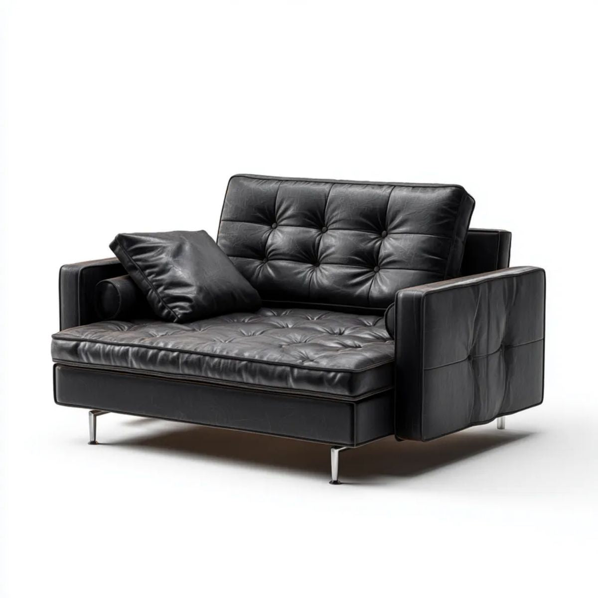 Czarna sofa dwuosobowa z ekoskóry 170 x 92 x 85 cm