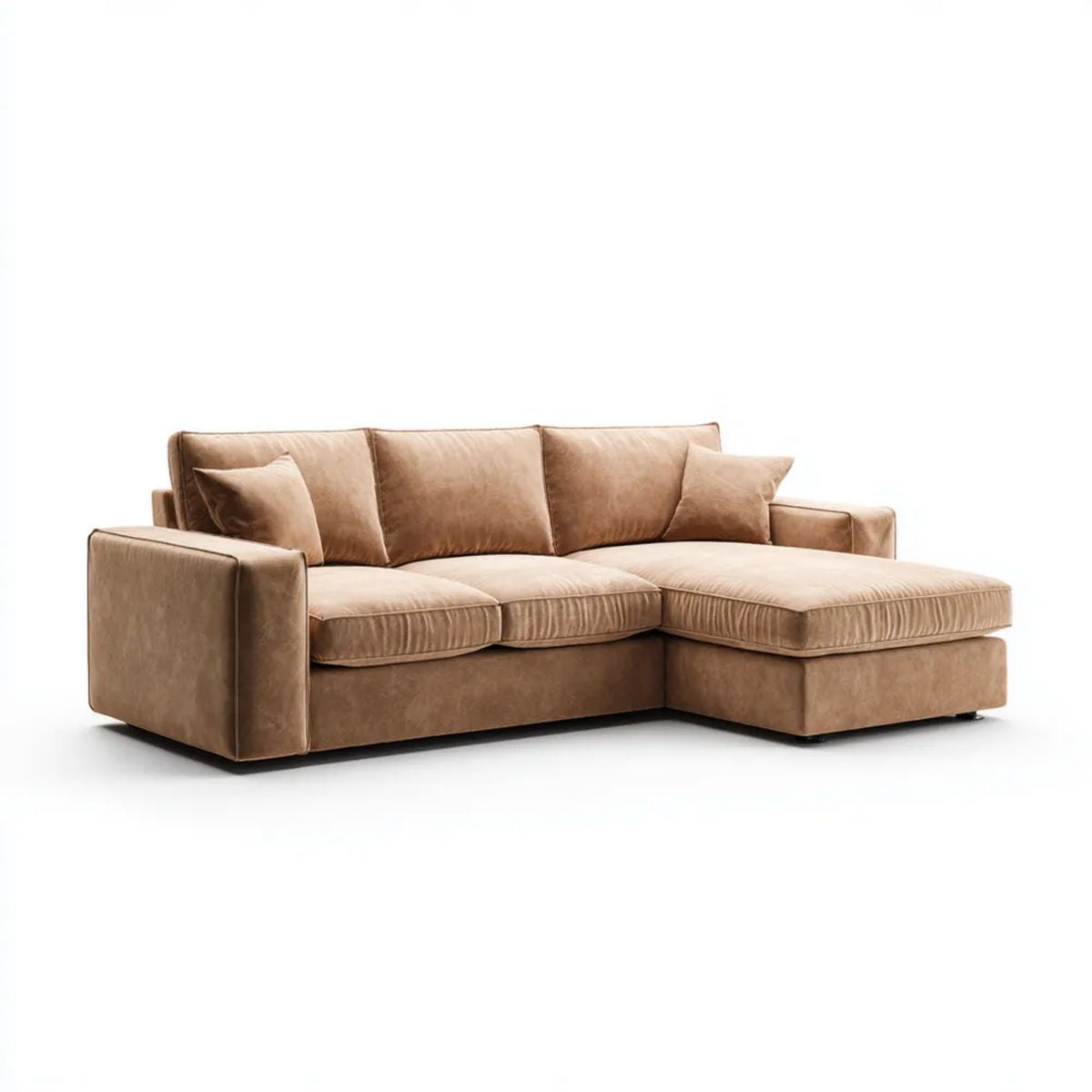 Brązowa sofa narożna z prawostronnym szezlongiem z mikrofibry, 260 × 165 × 85 cm