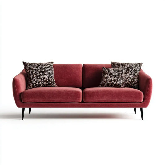 Dwuosobowa sofa welurowa bordowa 180 x 86 x 84 cm z czarnymi metalowymi nóżkami