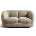 Beżowa sofa dwuosobowa z poliestru 160 x 90 x 73 cm, zaokrąglona