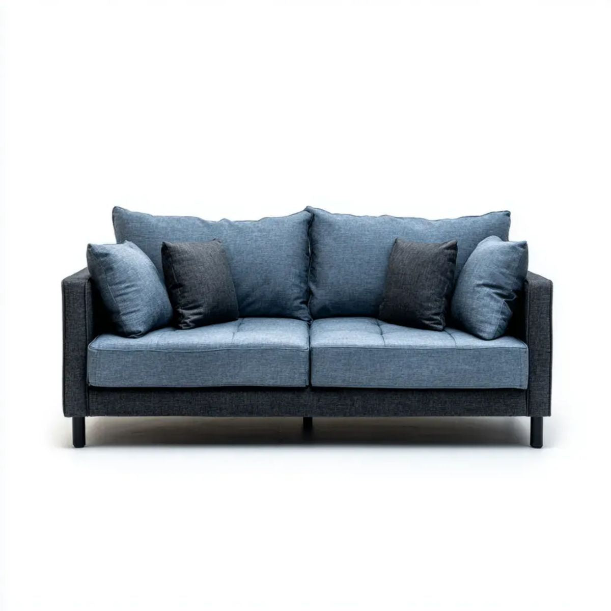 Dwuosobowa sofa tekstylna granatowo-antracytowa 160 x 85 x 85 cm