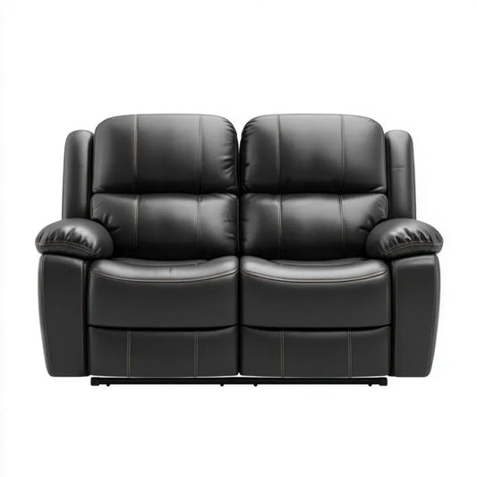Dwuosobowa sofa z tapicerką z PU, czarna, 160 x 92 x 102 cm
