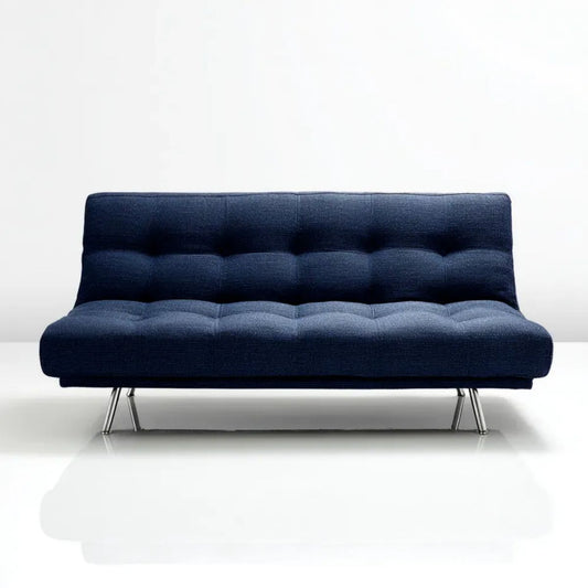 Sofa 3-osobowa granatowa z tkaniny poliestrowej 180 x 83 x 83 cm