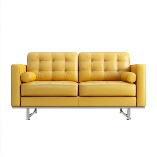 Żółta sofa dwuosobowa ze skóry syntetycznej PU 165 x 85 x 88 cm