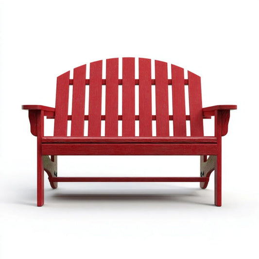 Czerwona dwuosobowa ławka ogrodowa Adirondack z HDPE, 120 × 83 × 103 cm