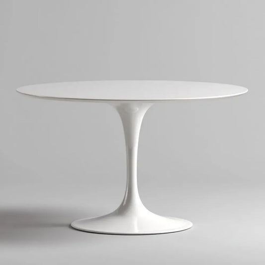 Okrągły biały stół do jadalni z MDF i włókna szklanego, Ø100 × 74 cm