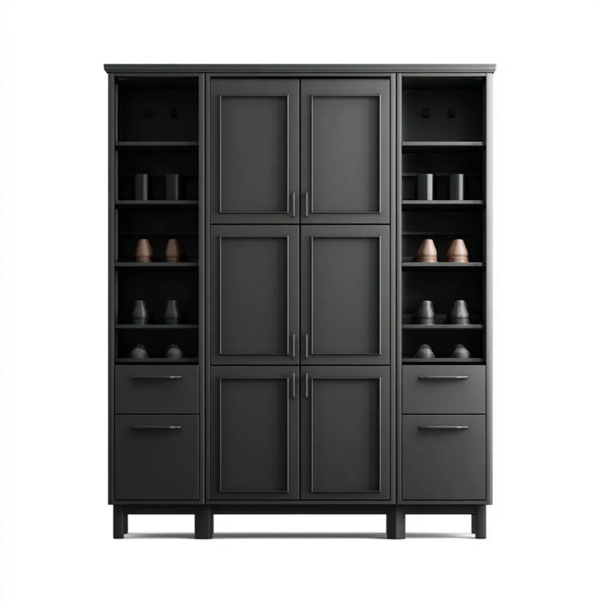 Czarna szafa na buty z płyty MDF 120 x 40 x 180 cm