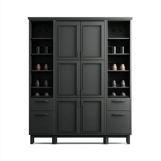 Czarna szafa na buty z płyty MDF 120 x 40 x 180 cm