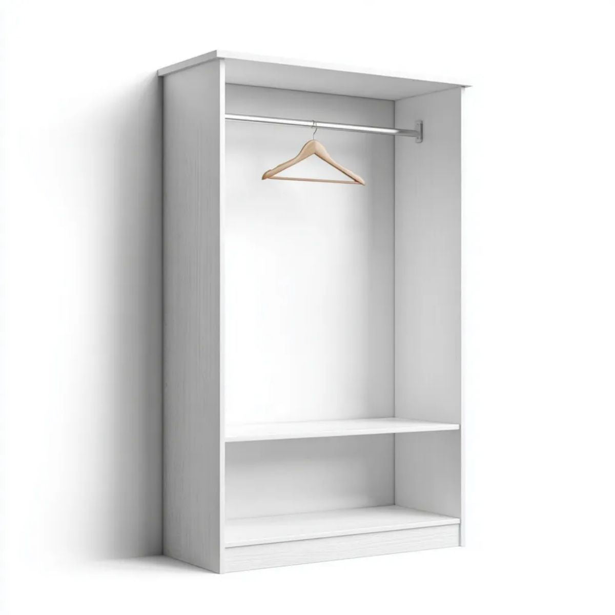 Otwarta szafa garderobiana biała z płyty wiórowej laminowanej 80 × 50 × 180 cm