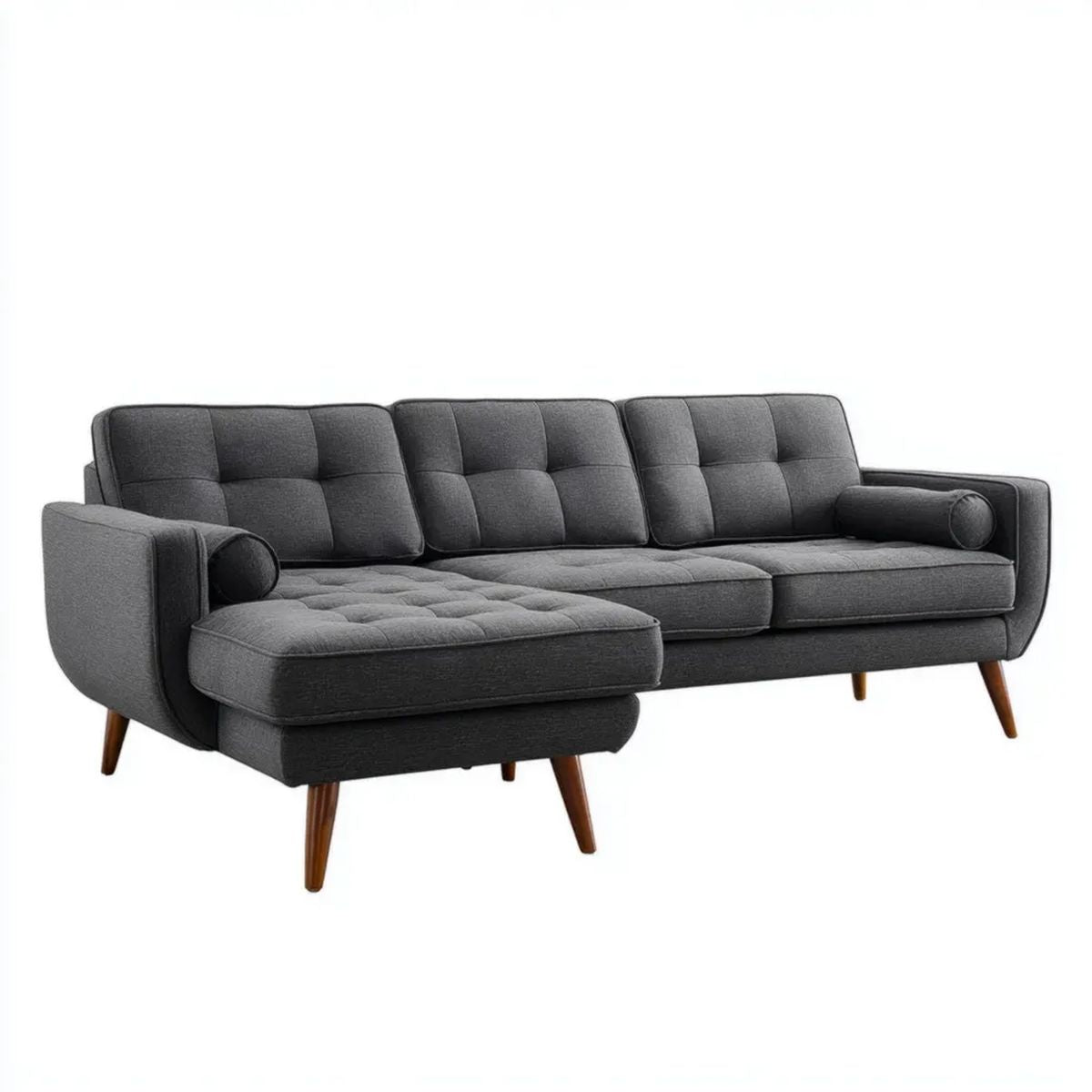 3-osobowa sofa narożna w kształcie L z lewostronnym szezlongiem, grafitowa, 255 × 160 × 85 cm