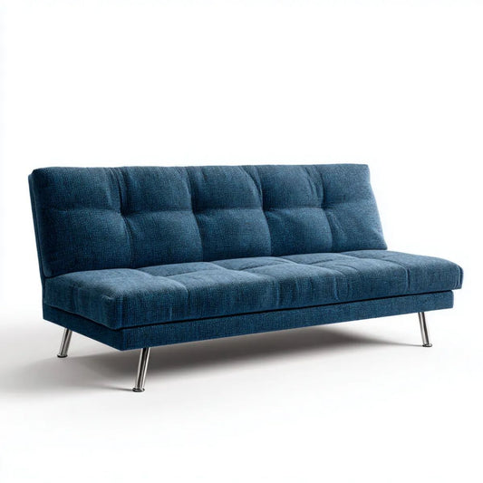 Rozkładana sofa trzyosobowa z tapicerką tkaninową, granatowa, 180 × 90 × 85 cm
