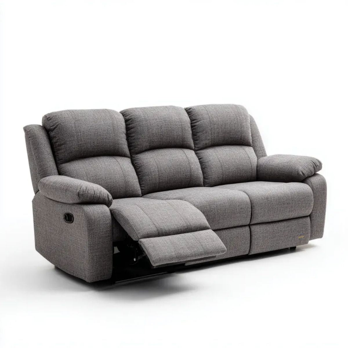 Szara sofa 3-osobowa rozkładana z tapicerką poliestrową 210 x 95 x 100 cm