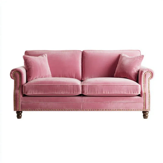 Dwuosobowa sofa różowa z aksamitu poliestrowego 180 x 90 x 85 cm