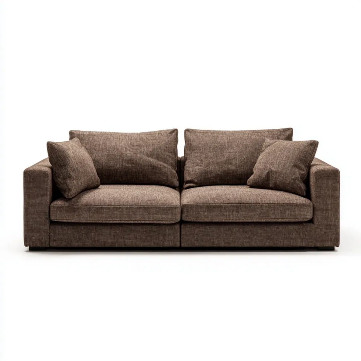 Trzyosobowa sofa brązowa z tapicerką poliestrową 220 x 95 x 85 cm